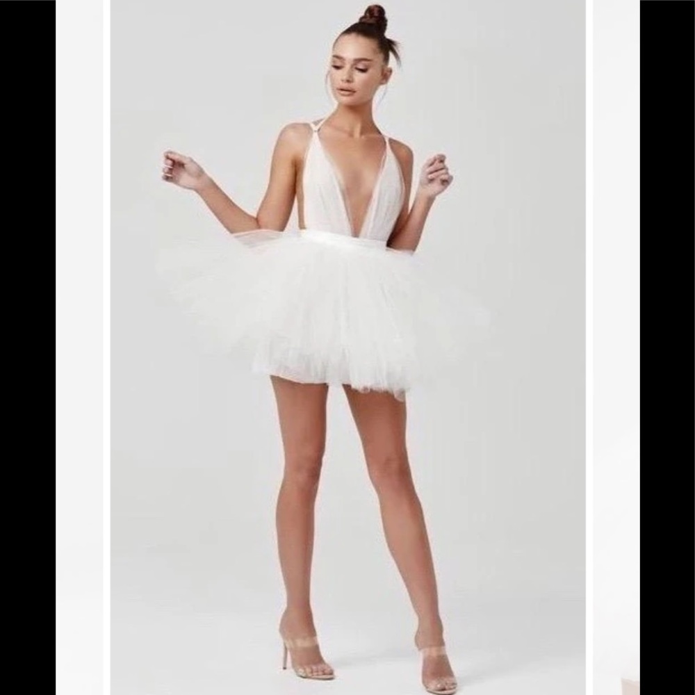LEXI Nia white Backless Tutu Ballerina Tulle mini dress sz6 - Picture 5 of 7